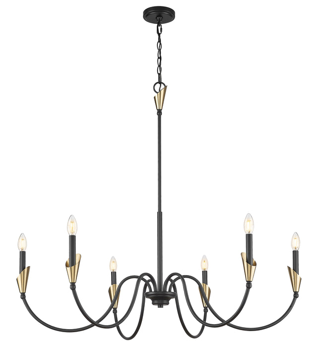 Chandelier Z-Lite 4014-46MB-MGLD Matte Black + Modern Gold Claudelle 6 Light Chandelier Z-Lite