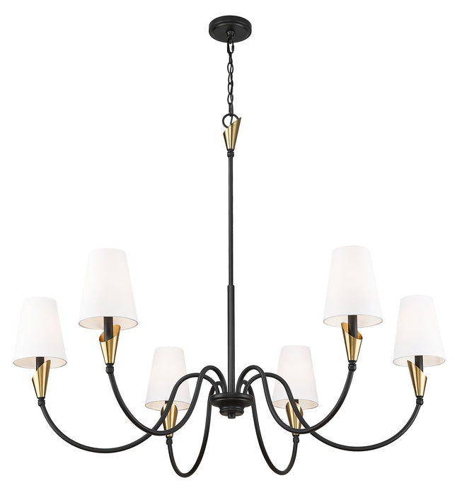 Chandelier Z-Lite 4014-46MB-MGLD Matte Black + Modern Gold Claudelle 6 Light Chandelier Z-Lite