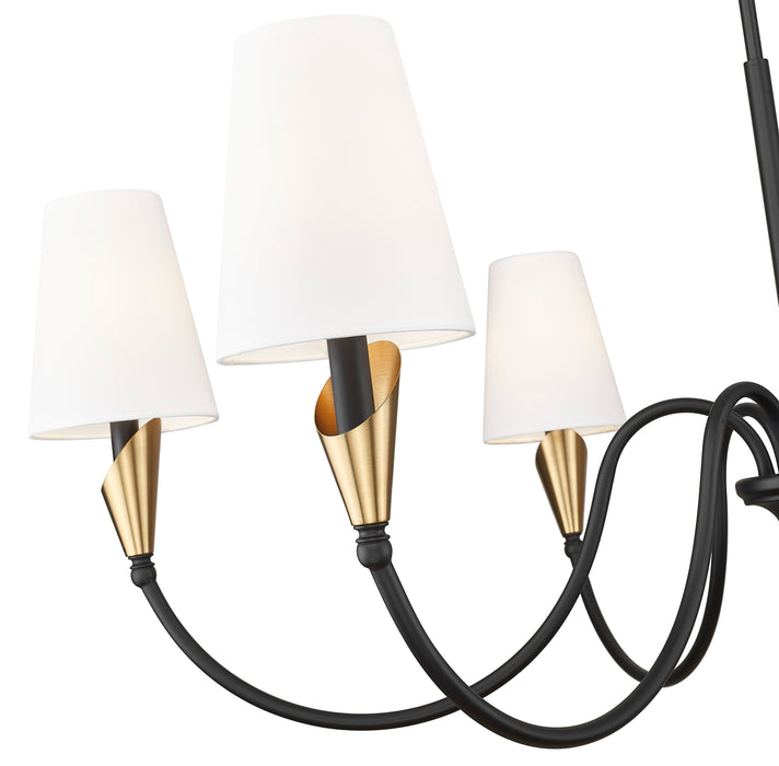 Chandelier Z-Lite 4014-46MB-MGLD Matte Black + Modern Gold Claudelle 6 Light Chandelier Z-Lite