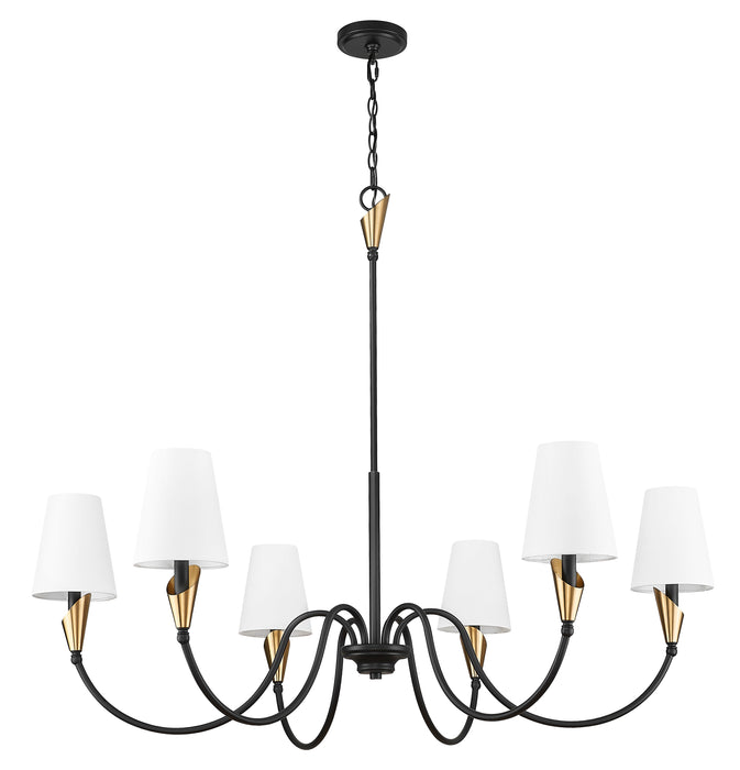 Chandelier Z-Lite 4014-46MB-MGLD Matte Black + Modern Gold Claudelle 6 Light Chandelier Z-Lite