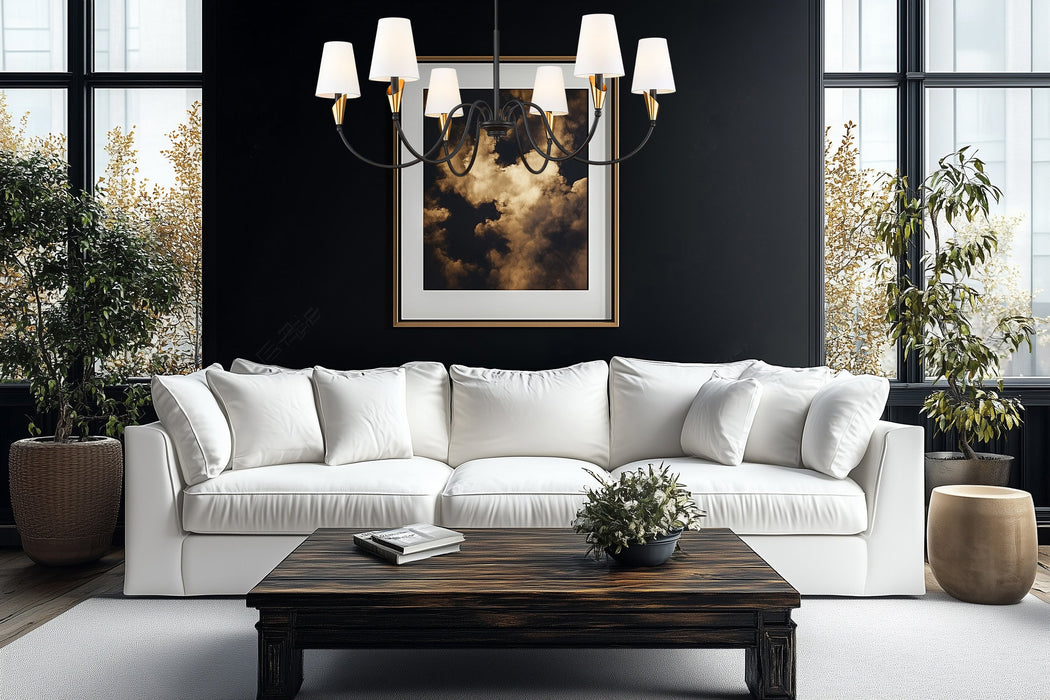 Chandelier Z-Lite 4014-46MB-MGLD Matte Black + Modern Gold Claudelle 6 Light Chandelier Z-Lite