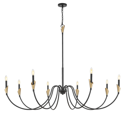 Chandelier Z-Lite 4014-65MB-MGLD Matte Black + Modern Gold Claudelle 8 Light Chandelier Z-Lite