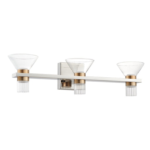 Vanity Light Thesis 207689A Blake 25 inch 6 light Polished Nickel and Champagne Gold 5CCT LED Vanity Light with Clear and Clear Ribbed Glass THESIS