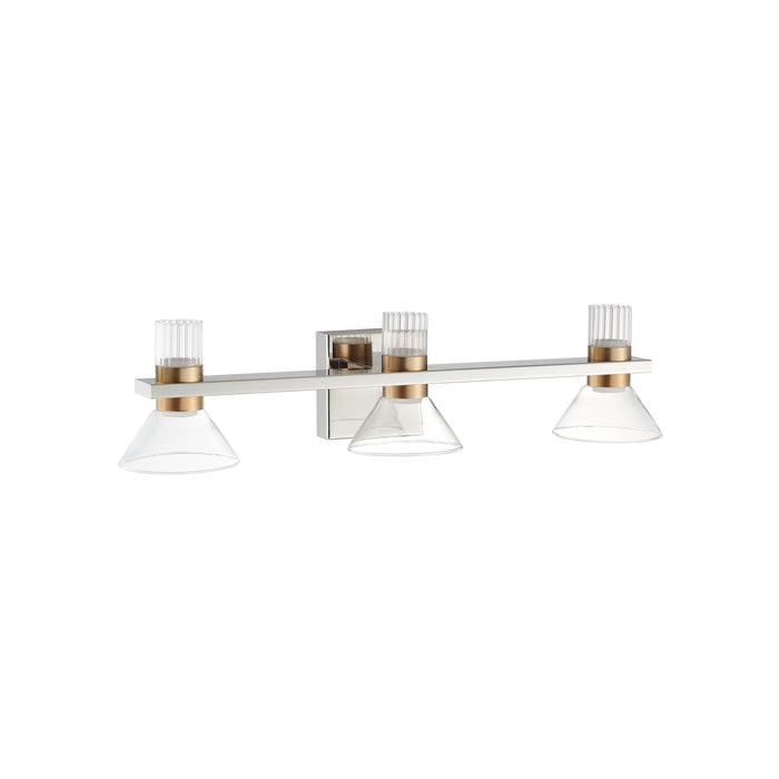 Vanity Light Thesis 207689A Blake 25 inch 6 light Polished Nickel and Champagne Gold 5CCT LED Vanity Light with Clear and Clear Ribbed Glass THESIS