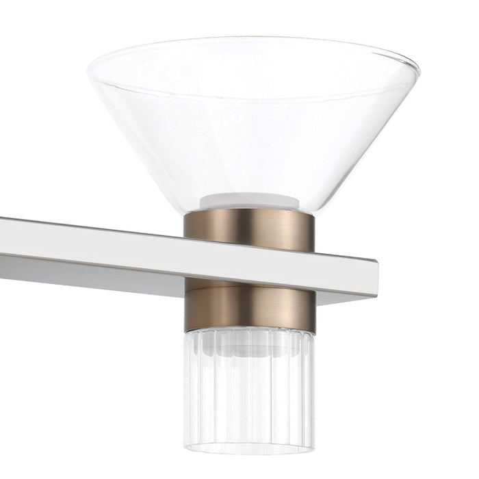 Vanity Light Thesis 207689A Blake 25 inch 6 light Polished Nickel and Champagne Gold 5CCT LED Vanity Light with Clear and Clear Ribbed Glass THESIS