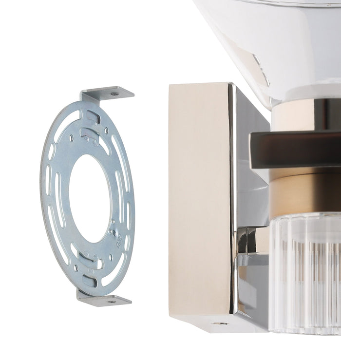 Vanity Light Thesis 207689A Blake 25 inch 6 light Polished Nickel and Champagne Gold 5CCT LED Vanity Light with Clear and Clear Ribbed Glass THESIS