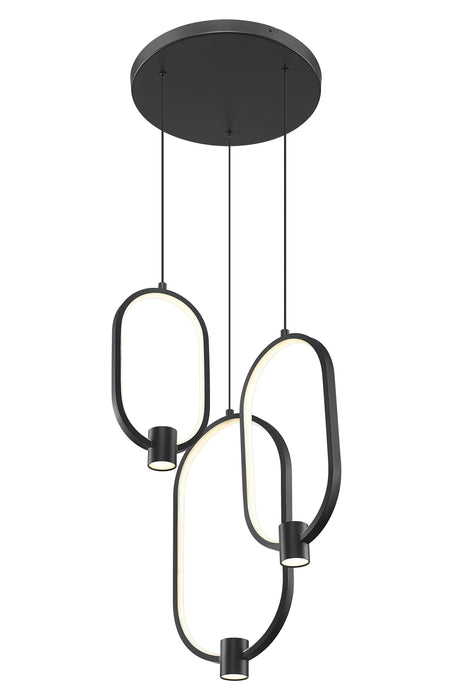 Chandelier Z-Lite 4101-3MB-LED Matte Black Saros 3 Light Chandelier Z-Lite