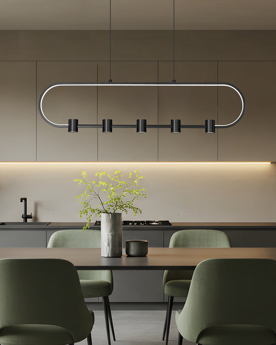 Linear Chandelier Z-Lite 4101-42L-MB-LED Matte Black Saros 5 Light Linear Chandelier Z-Lite