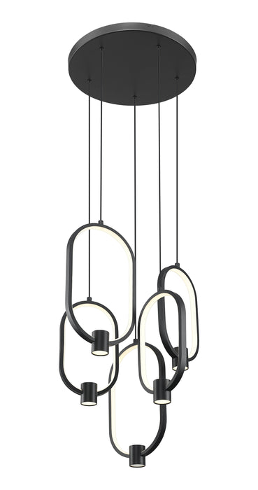 Chandelier Z-Lite 4101-5MB-LED Matte Black Saros 5 Light Chandelier Z-Lite