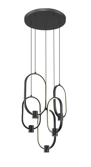 Chandelier Z-Lite 4101-5MB-LED Matte Black Saros 5 Light Chandelier Z-Lite