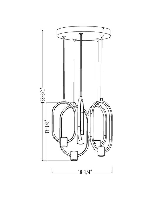 Chandelier Z-Lite 4101-5MB-LED Matte Black Saros 5 Light Chandelier Z-Lite