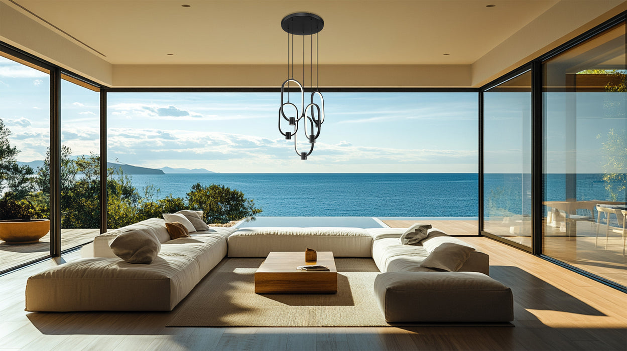 Chandelier Z-Lite 4101-5MB-LED Matte Black Saros 5 Light Chandelier Z-Lite