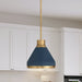 Pendant Light Thesis 207399A Doyle 13 inch 1 light Natural Brass Pendant Light with Matte Blue Metal Shade THESIS