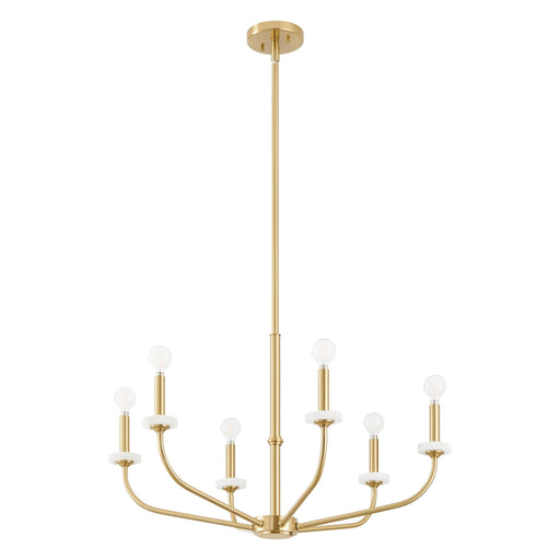 Chandelier Thesis 206958A Leah 30 inch 6 light Brushed Gold and White Onyx Chandelier THESIS