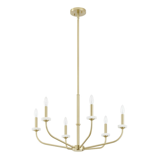 Chandelier Thesis 206958A Leah 30 inch 6 light Brushed Gold and White Onyx Chandelier THESIS
