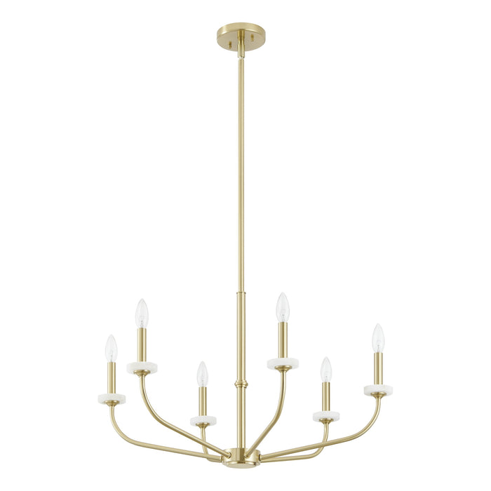 Chandelier Thesis 206958A Leah 30 inch 6 light Brushed Gold and White Onyx Chandelier THESIS