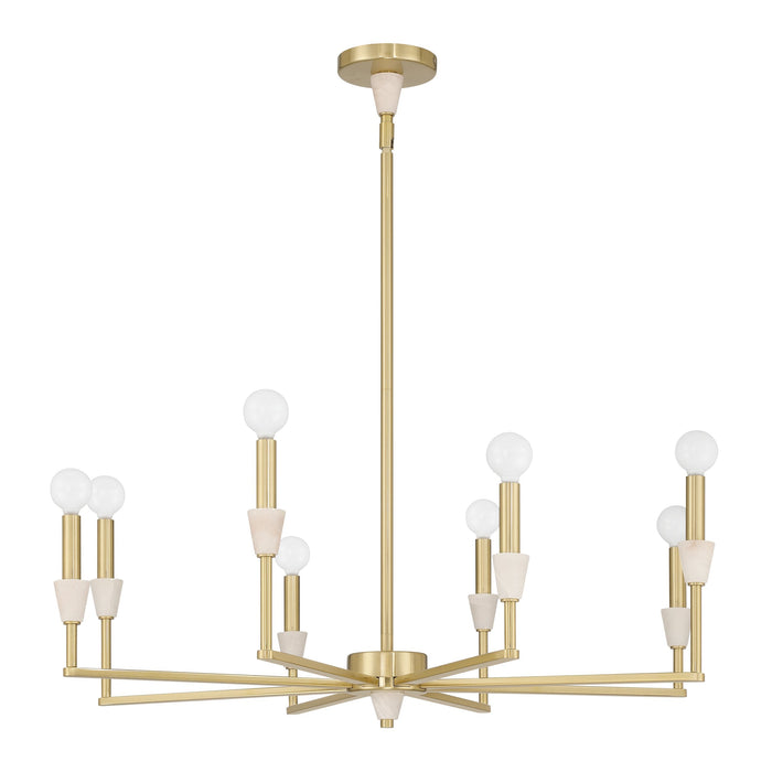 Chandelier Thesis 207358A Montclair 32 inch 8 light Brushed Gold and Natural Alabaster Chandelier THESIS