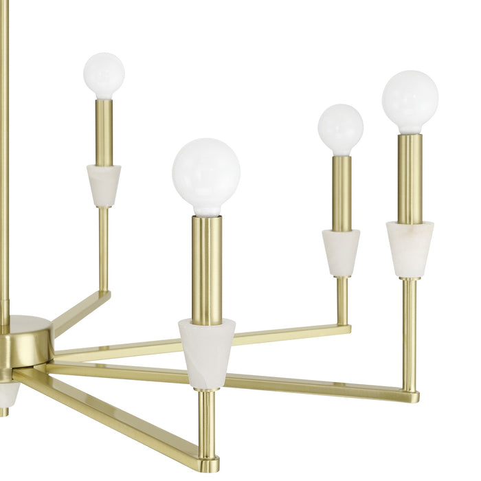 Chandelier Thesis 207358A Montclair 32 inch 8 light Brushed Gold and Natural Alabaster Chandelier THESIS