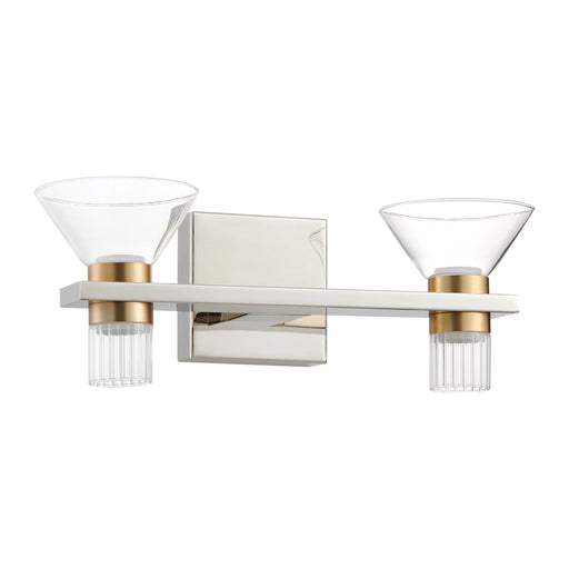 Vanity Light Thesis 207688A Blake 16 inch 4 light Polished Nickel and Champagne Gold 5CCT LED Vanity Light with Clear and Clear Ribbed Glass THESIS