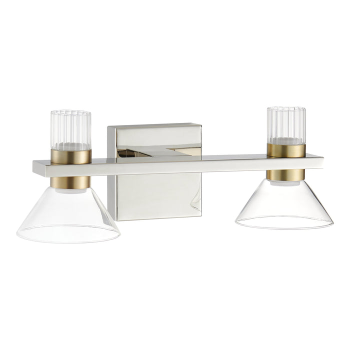 Vanity Light Thesis 207688A Blake 16 inch 4 light Polished Nickel and Champagne Gold 5CCT LED Vanity Light with Clear and Clear Ribbed Glass THESIS
