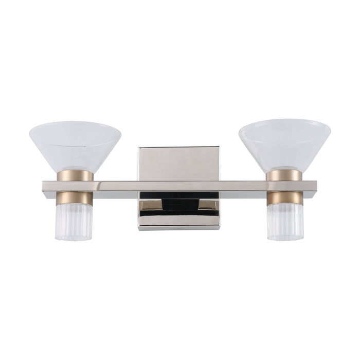 Vanity Light Thesis 207688A Blake 16 inch 4 light Polished Nickel and Champagne Gold 5CCT LED Vanity Light with Clear and Clear Ribbed Glass THESIS
