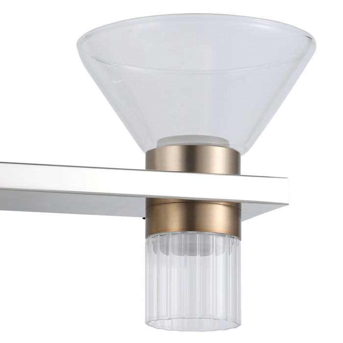 Vanity Light Thesis 207688A Blake 16 inch 4 light Polished Nickel and Champagne Gold 5CCT LED Vanity Light with Clear and Clear Ribbed Glass THESIS