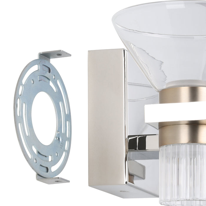 Vanity Light Thesis 207688A Blake 16 inch 4 light Polished Nickel and Champagne Gold 5CCT LED Vanity Light with Clear and Clear Ribbed Glass THESIS