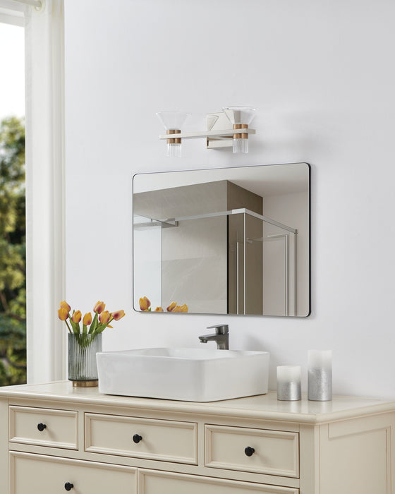 Vanity Light Thesis 207688A Blake 16 inch 4 light Polished Nickel and Champagne Gold 5CCT LED Vanity Light with Clear and Clear Ribbed Glass THESIS