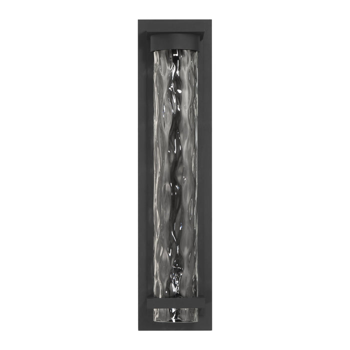 Exterior Wall Sconce Thesis 207732A Lionel 20 inch Textured Black LED Exterior Wall Sconce with Clear Water Glass Shade THESIS