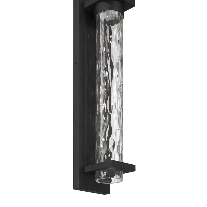 Exterior Wall Sconce Thesis 207732A Lionel 20 inch Textured Black LED Exterior Wall Sconce with Clear Water Glass Shade THESIS