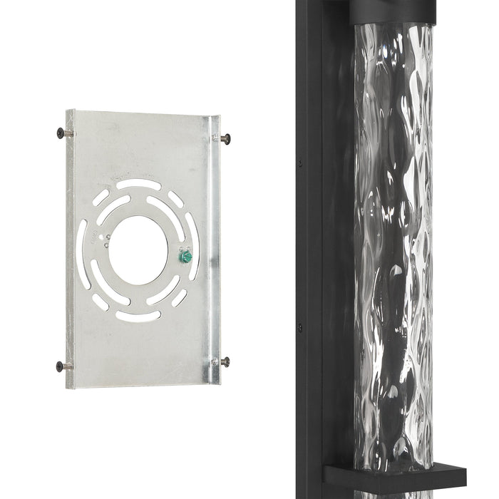 Exterior Wall Sconce Thesis 207732A Lionel 20 inch Textured Black LED Exterior Wall Sconce with Clear Water Glass Shade THESIS