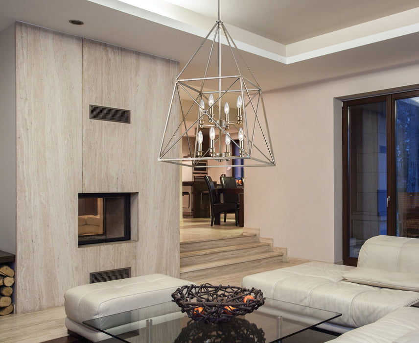 Chandelier Z-Lite 447-8AS Antique Silver Trestle 8 Light Chandelier Z-Lite