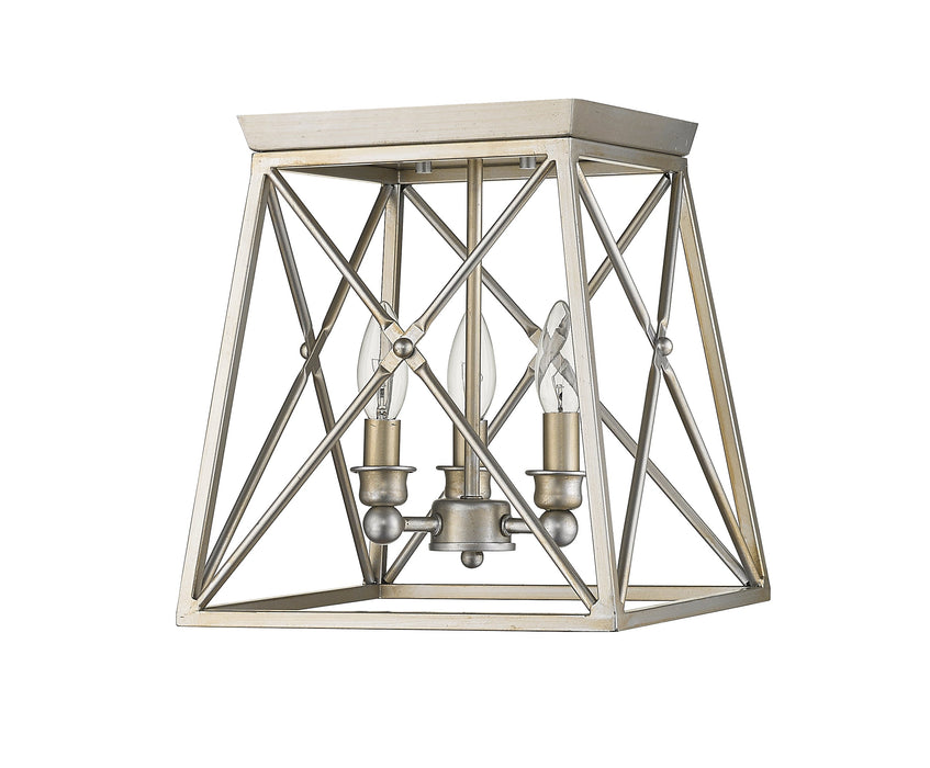 Flush Mount Z-Lite 447F11-AS Antique Silver Trestle 3 Light Flush Mount Z-Lite