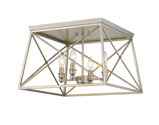 Flush Mount Z-Lite 447F18-AS Antique Silver Trestle 4 Light Flush Mount Z-Lite