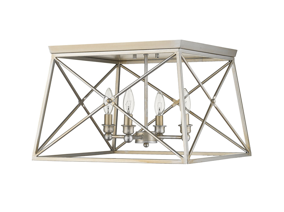 Flush Mount Z-Lite 447F18-AS Antique Silver Trestle 4 Light Flush Mount Z-Lite