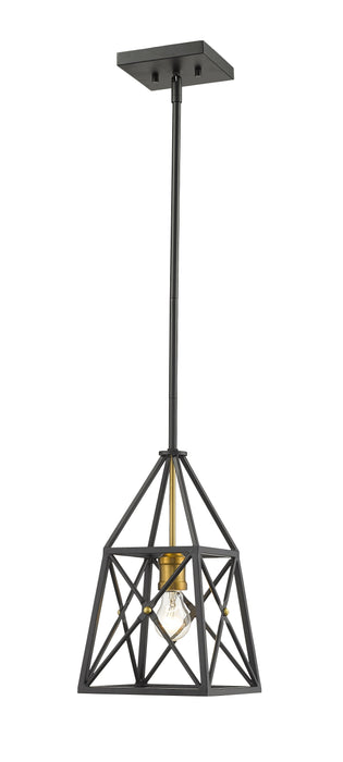 Pendant Z-Lite 447MP-MB-OBR Matte Black + Olde Brass Trestle 1 Light Pendant Z-Lite