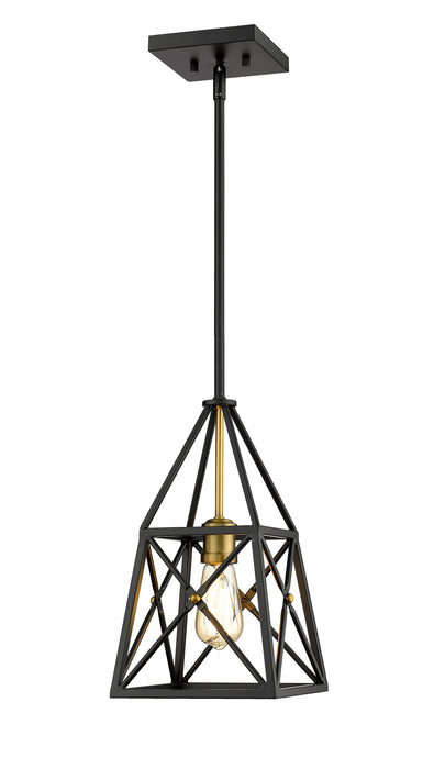 Pendant Z-Lite 447MP-MB-OBR Matte Black + Olde Brass Trestle 1 Light Pendant Z-Lite