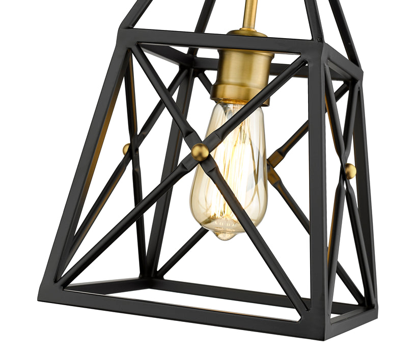 Pendant Z-Lite 447MP-MB-OBR Matte Black + Olde Brass Trestle 1 Light Pendant Z-Lite