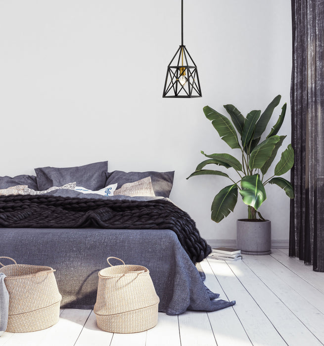 Pendant Z-Lite 447MP-MB-OBR Matte Black + Olde Brass Trestle 1 Light Pendant Z-Lite