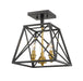 Semi Flush Mount Z-Lite 447SF-MB-OBR Matte Black + Olde Brass Trestle 3 Light Semi Flush Mount Z-Lite