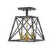 Semi Flush Mount Z-Lite 447SF-MB-OBR Matte Black + Olde Brass Trestle 3 Light Semi Flush Mount Z-Lite