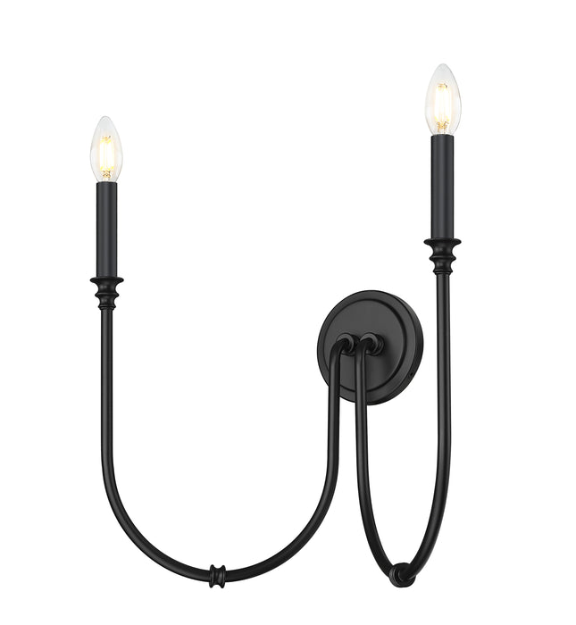 Wall Sconce Z-Lite 4505-2S-MB Matte Black Jisele 2 Light Wall Sconce Z-Lite