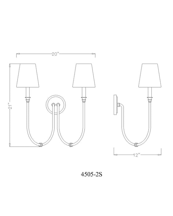 Wall Sconce Z-Lite 4505-2S-MB Matte Black Jisele 2 Light Wall Sconce Z-Lite