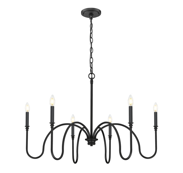 Chandelier Z-Lite 4505-6MB Matte Black Jisele 6 Light Chandelier Z-Lite