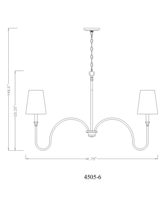 Chandelier Z-Lite 4505-6MB Matte Black Jisele 6 Light Chandelier Z-Lite