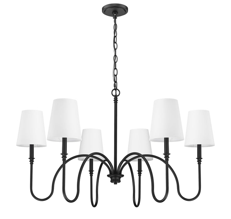 Chandelier Z-Lite 4505-6MB Matte Black Jisele 6 Light Chandelier Z-Lite