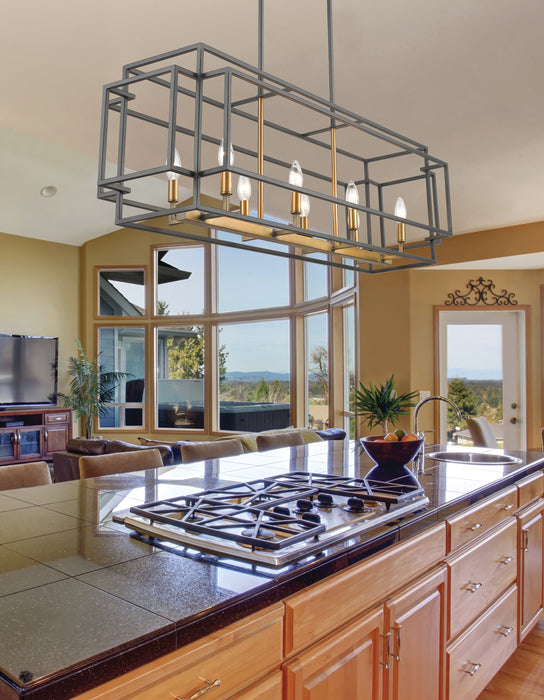 Linear Chandelier Z-Lite 454-44L-BRZ-OBR Bronze + Olde Brass Titania 8 Light Linear Chandelier Z-Lite