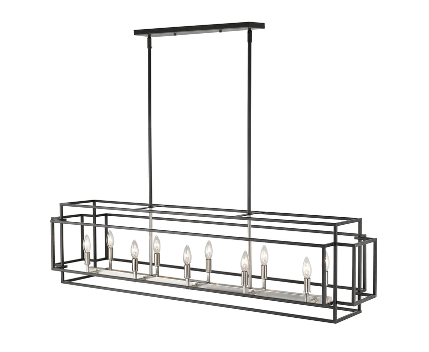 Linear Chandelier Z-Lite 454-54L-BK-BN Black + Brushed Nickel Titania 10 Light Linear Chandelier Z-Lite