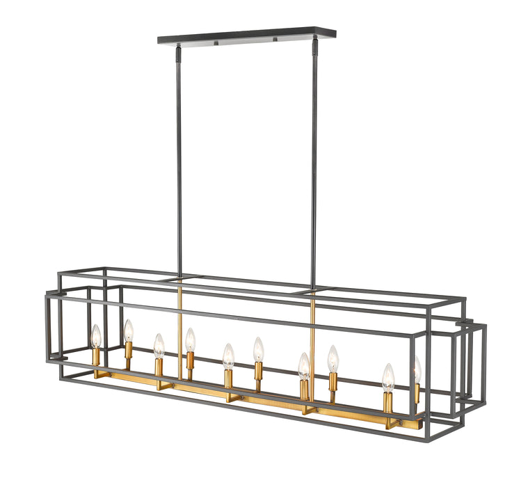 Linear Chandelier Z-Lite 454-54L-BRZ-OBR Bronze + Olde Brass Titania 10 Light Linear Chandelier Z-Lite