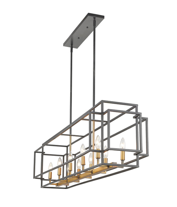 Linear Chandelier Z-Lite 454-54L-BRZ-OBR Bronze + Olde Brass Titania 10 Light Linear Chandelier Z-Lite